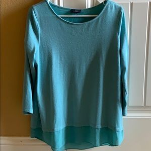 turquoise blue polyester top from The Limited